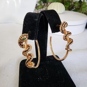 Gold Hoop with Wrap Around Snake Earrings